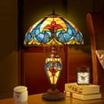 thumbnail image 3 of MoveCatcher Tiffany-Style Table Lamp 24" with Stained Glass Shade, Orange LED Lighting for Bedroom/Office, Vintage Decor, 3 Bulbs Included, 3 of 7