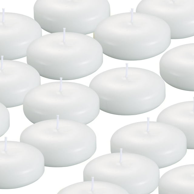 Velas flotantes KNOURT, 24 unidades, 7,6 cm, cera blanca sin perfume