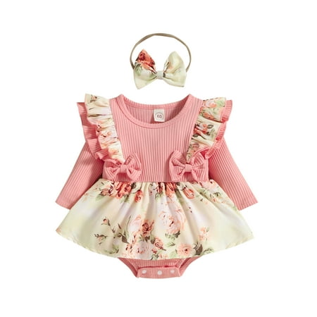 

Newborn Baby Girl Xmas Outfit Ruffle Bowknot Tutu Romper Dress Headband