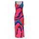 thumbnail image 3 of ICHUANYI Clearance Women's Summer Sleeveless High Waist Printed Ribbed Drawstring Ruched Sexy High Slit Dresses(Hot Pink, XL) ICHUANYI WER2023080803572, 3 of 4