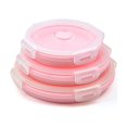thumbnail image 4 of Juego de 3 recipientes redondos de silicona plegables y portátiles - Ideal para almacenar alimentos secos o húmedos, perfecto para microondas, nevera, escuela, trabajo o picnic. Disponible en rosa., 4 of 6