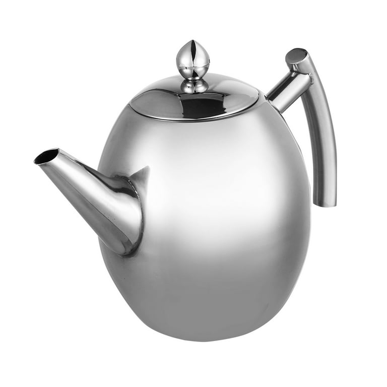 Thick Stainless Steel Tea Pot Insulated Kettle Thermal Teapot Water Pot for Kitchen Restaurant Hotel (Silver, 2L), Size: 22*18*20cm