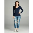 thumbnail image 3 of Emmalise Womens Junior and Plus Size Basic Scoop Neck Tshirt Long Sleeve Tee, 3 of 4