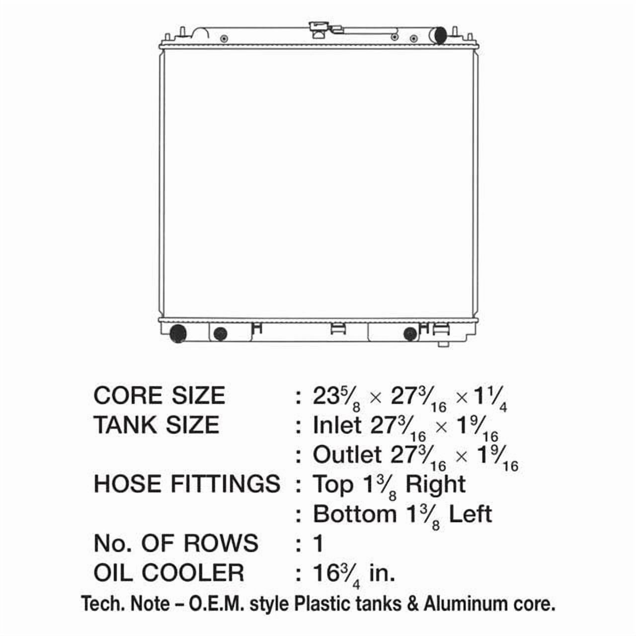 CSF 3196 1 Row Plastic Tank Aluminum Core Radiator