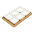 thumbnail image 6 of Ceramic Snack Serving Tray 6 Piece with Tray Serving Platter with Bamboo Lids, 6 of 17