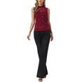 thumbnail image 2 of INSPIRE CHIC Floral Lace Tank for Women's Mock Neck Sleeveless See Through Tank Tops XL Dark Red, 2 of 6