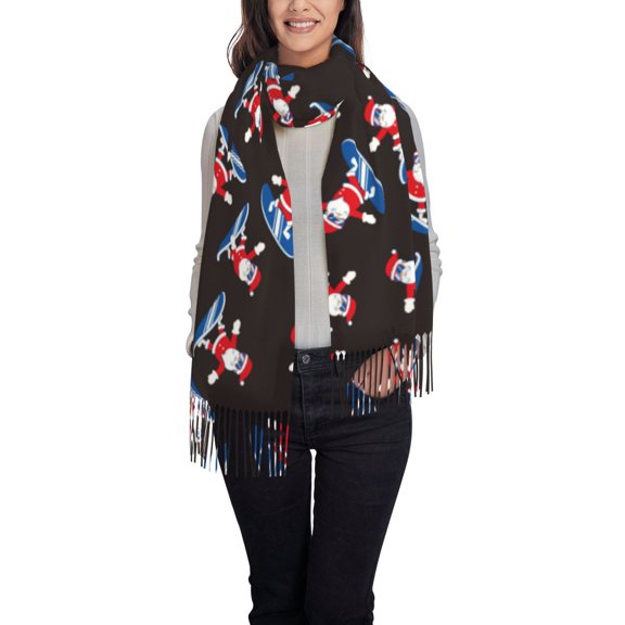 Xecao Surfing Santa Pattern Womens Winter Scarf Fall Scarf Oversized Large Scarf for Women Warm Shawl Wrap