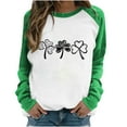 thumbnail image 1 of QIPOPIQ T-Shirts à Manches Longues pour Femmes Col Rond St. Patrick's Day T-Shirts Printemps Imprimé Trèfle T-Shirt Vert Chanceux Chemises St Patricks Day Col Rond Hauts Patchwork Offres de Vacances, 1 of 6
