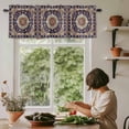 thumbnail image 5 of Vintage Flowers Window Valance Curtain Ethnic Style Floral Blue Rod Pocket Short Curtain for Living Room, Bedroom & Kitchen Window Decor 60x18in, 5 of 8