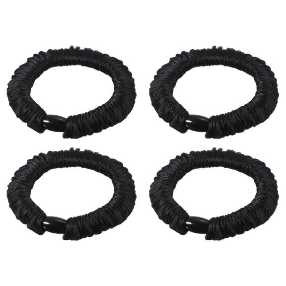 Uxcell 4 Pcs Thin Hair Scrunchies, Silk Hair Ties Satin Scrunchies Ponytail Holders for Women Girls Different Hairstyles, Wedding Party Gifts, Black