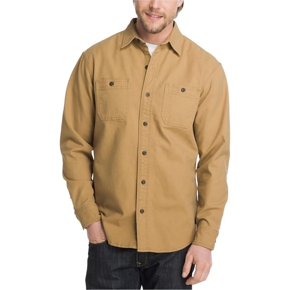 Men's Utility Pocket Shirt Jacket, (Beige, Large)