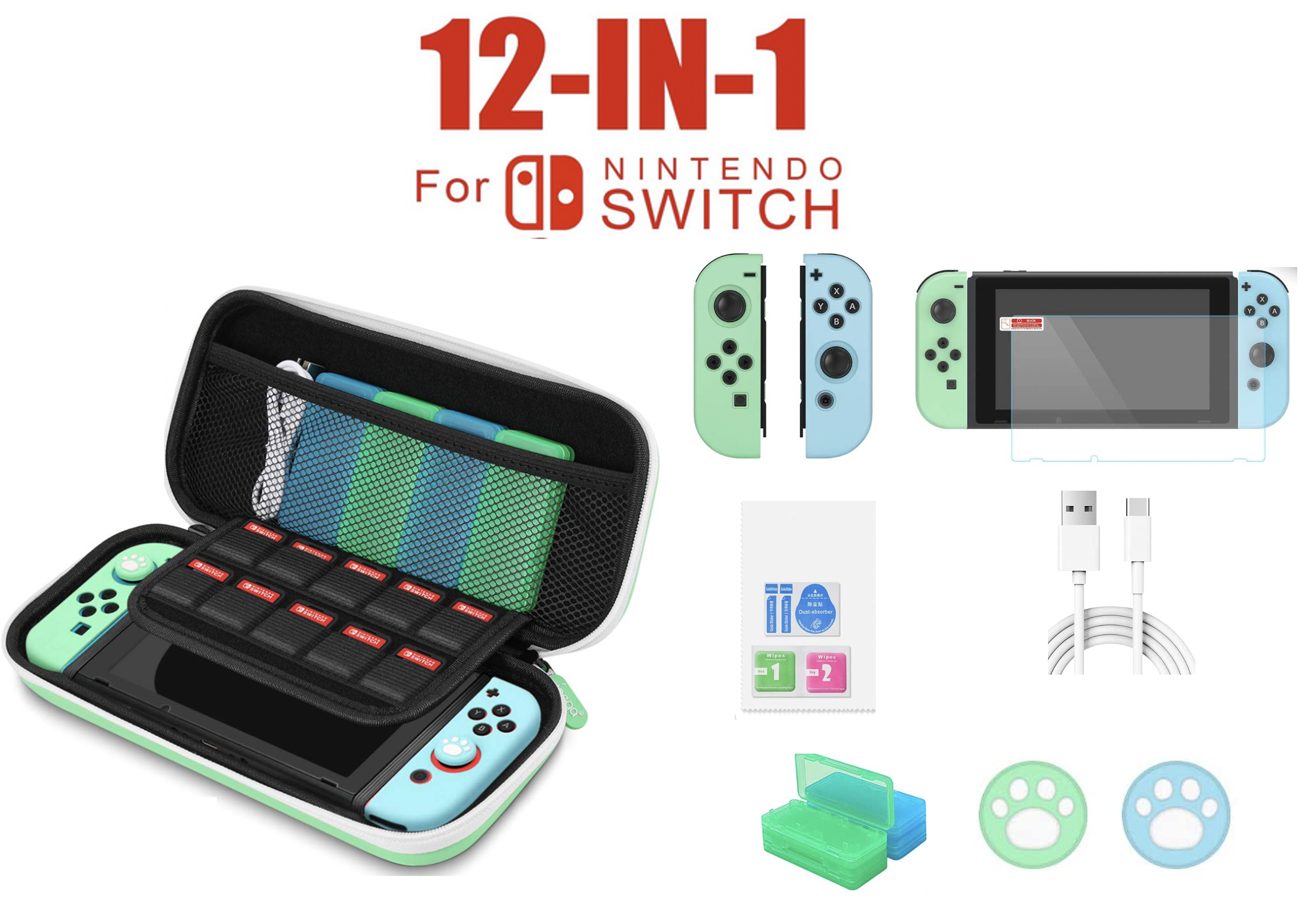 2022 Nintendo Switch Console with Mario Kart 8 Deluxe - Neon Red/Blue Joy-Con, 6.2" Touchscreen LCD Display, Marxsol 12-in-1 Accessories - image 3 of 9