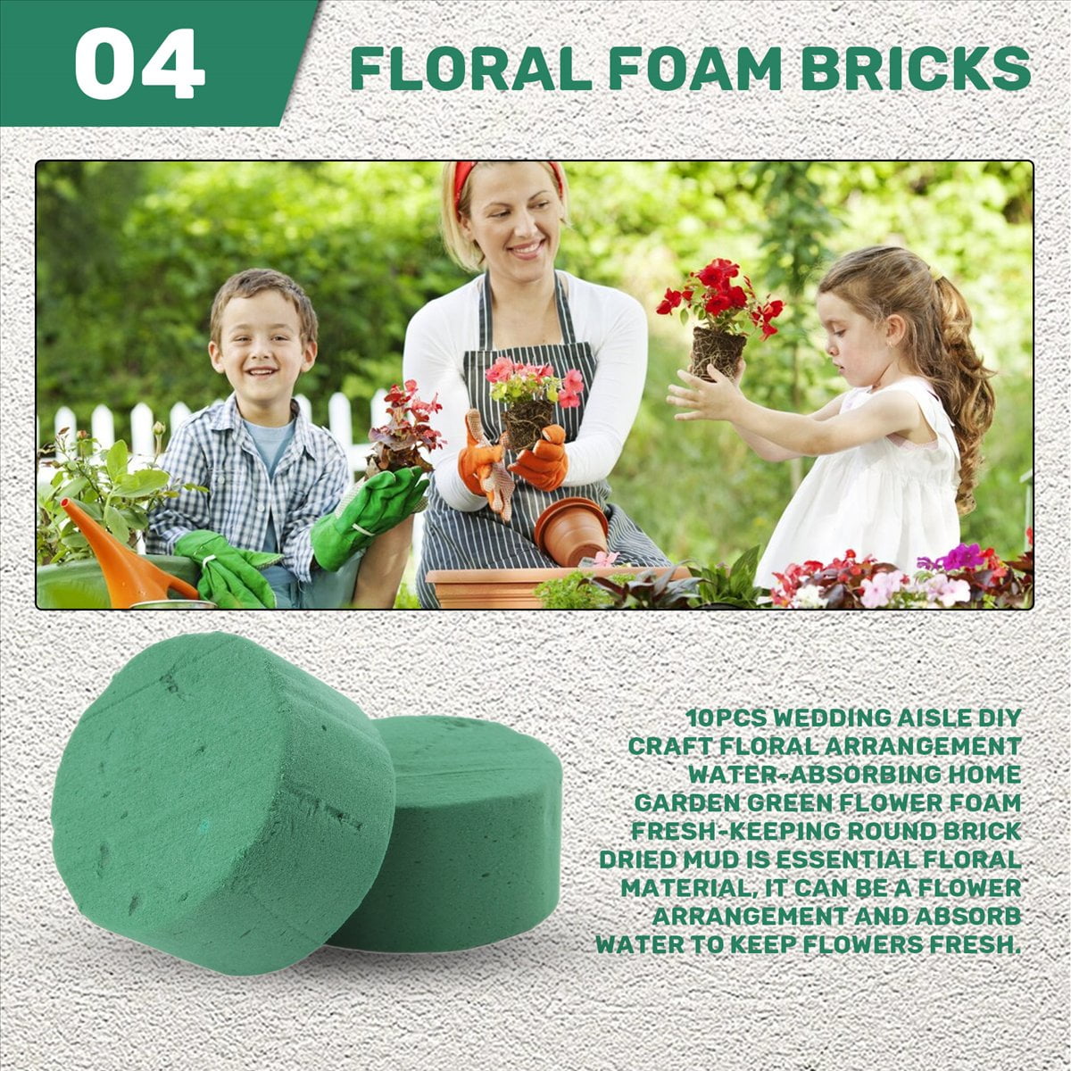 10Pcs Round Water Absorbing Floral Foam Brick for Wedding Aisle DIY Flower Arrangement