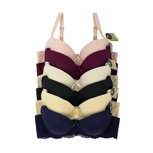 Paquete de Brasier Adda Lingerie Modelo Ailen, Brasier con varilla, Colores surtidos