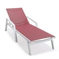 thumbnail image 3 of LeisureMod Marlin Patio Chaise Lounge Aluminum White Arms Set of 2 Burgundy, 3 of 10