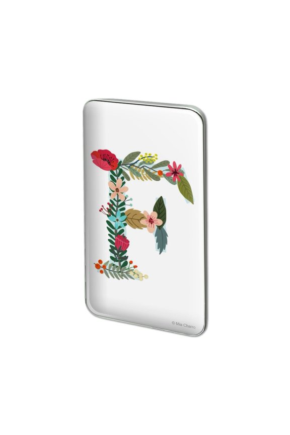 Letter F Floral Monogram Initial Metal Rectangle Lapel Hat Pin Tie Tack Pinback