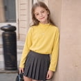 thumbnail image 7 of Resicozy Girls Turtleneck Pullover Long Sleeve Cute T Shirt for Kid, Solid Casual Warm Fall Winter Shirts for Daily School 2-13 Years Yellow 160, 7 of 7