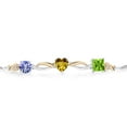 thumbnail image 2 of Gem Stone King 925 Silver and 10K Yellow Gold Blue Tanzanite Yellow Citrine Green Peridot and Lab Grown Diamond Tennis Bracelet for Women By Keren Hanan (1.84 cttw, Adjustable up To 9 inch), 2 of 4