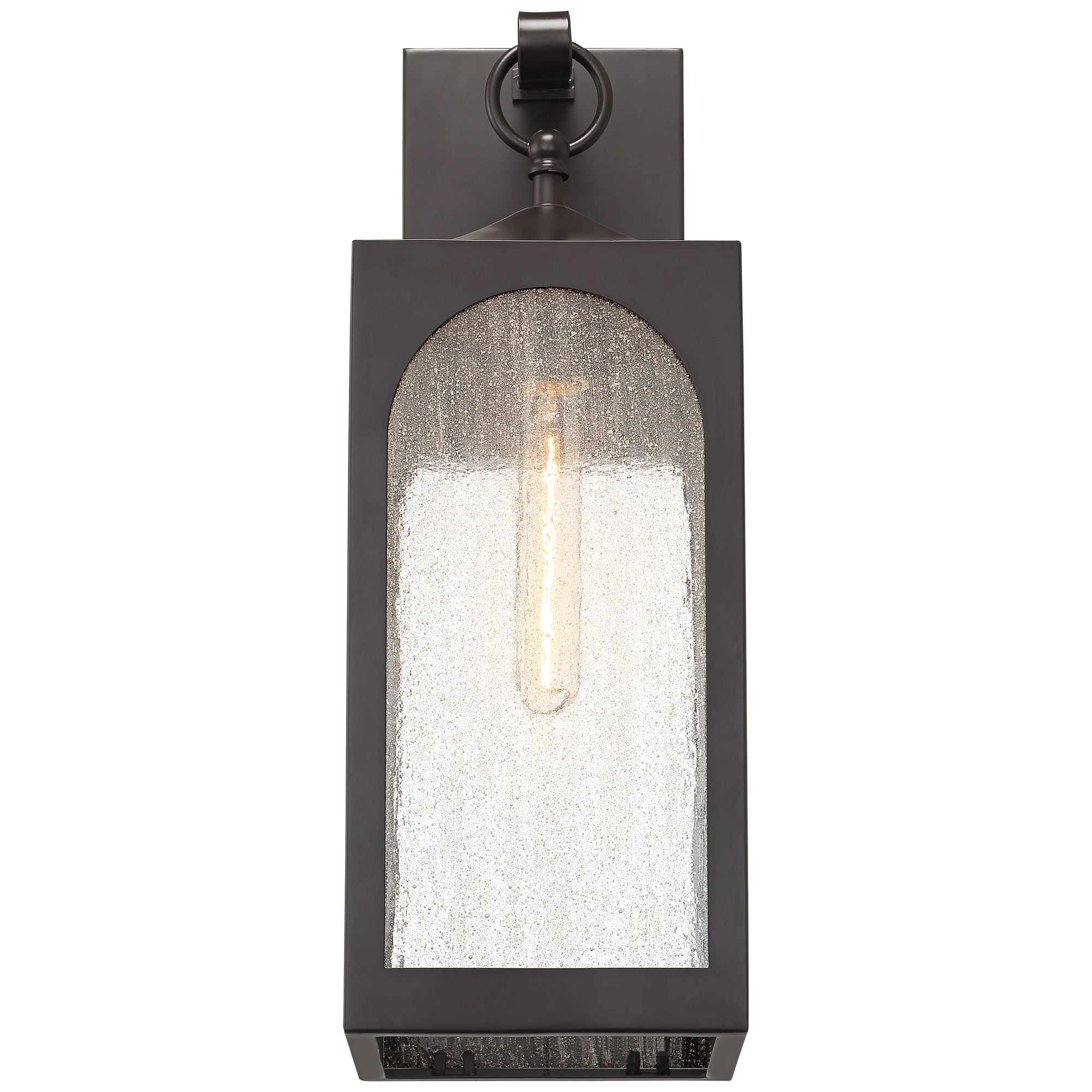 Possini Euro Design Tyne Modern Outdoor Wall Light Fixtures Set of 2 Bronze Metal 20 1/2" Seedy Glass for Post Exterior Barn Deck House