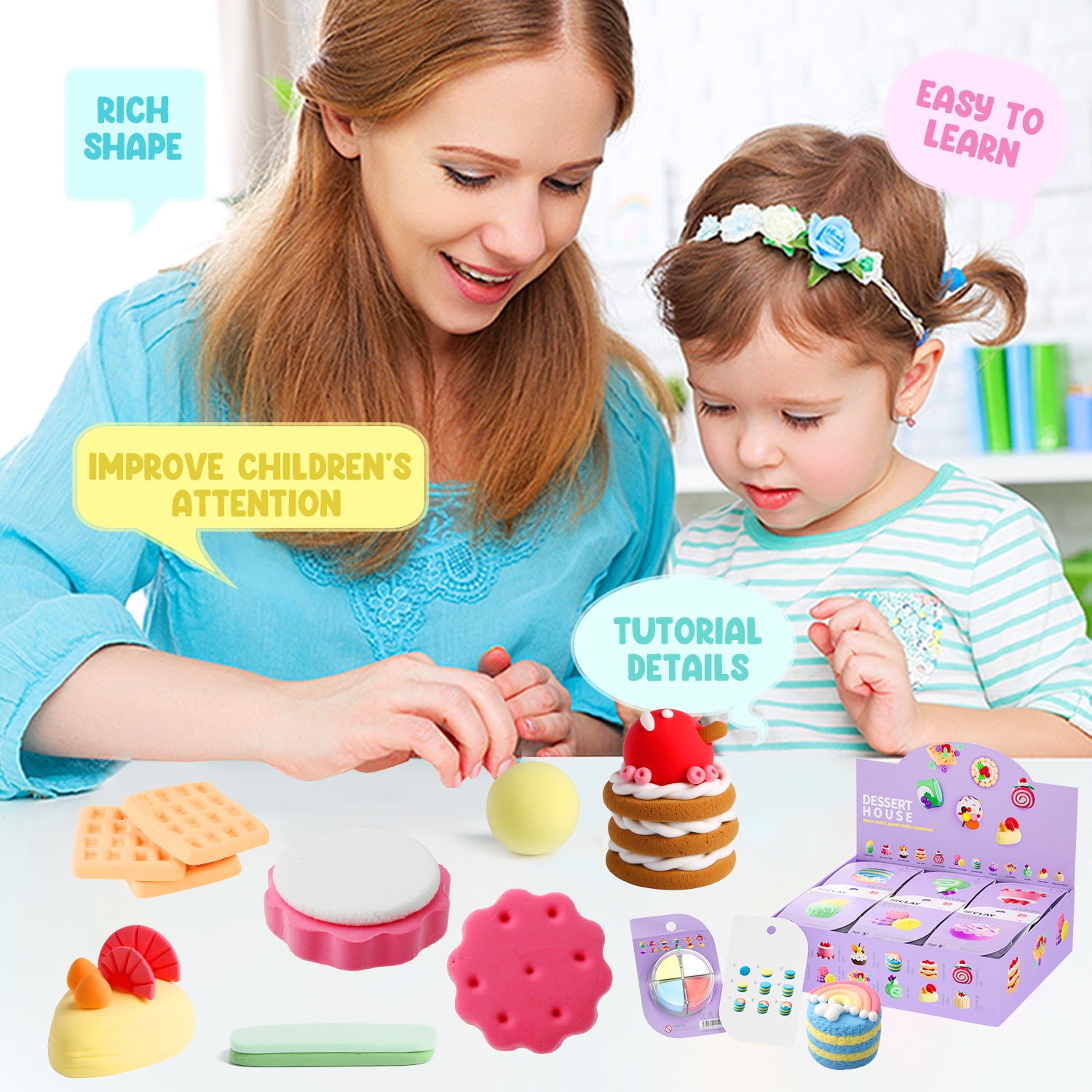 Air Dry Clay Kits - Modeling Clay for Kids, Ultra Light & Soft, Safe & Non-Toxic, DIY Air Dry Clay Kit with Sculpting Tools and Tutorials, Creatible Art Crafts Toys Gifts for Boys Girls