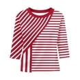 thumbnail image 4 of Shihyeh 3/4 Length Sleeve Womens Tops Summer Three Quarter Striped Shirts Plus Size Trendy Casual Loose Fit Soft Blouse Tees, 4 of 7