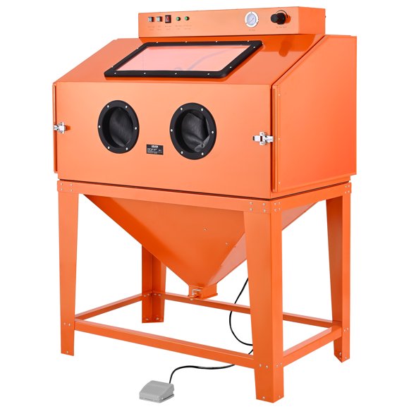 VEVOR 115 Gallon Sandblasting Cabinet, Heavy Duty Steel Sand Blasting Cabinet with 31-Gallon Media Hopper, Dual Blasting Guns & 1.6HP Dust Collector