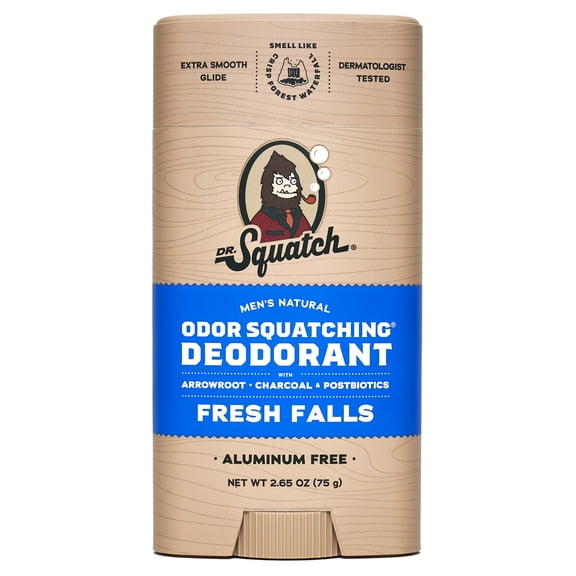Dr. Squatch Mens Aluminum Free Deodorant, Natural Deodorant for Men, Fresh Falls, 2.65 Oz
