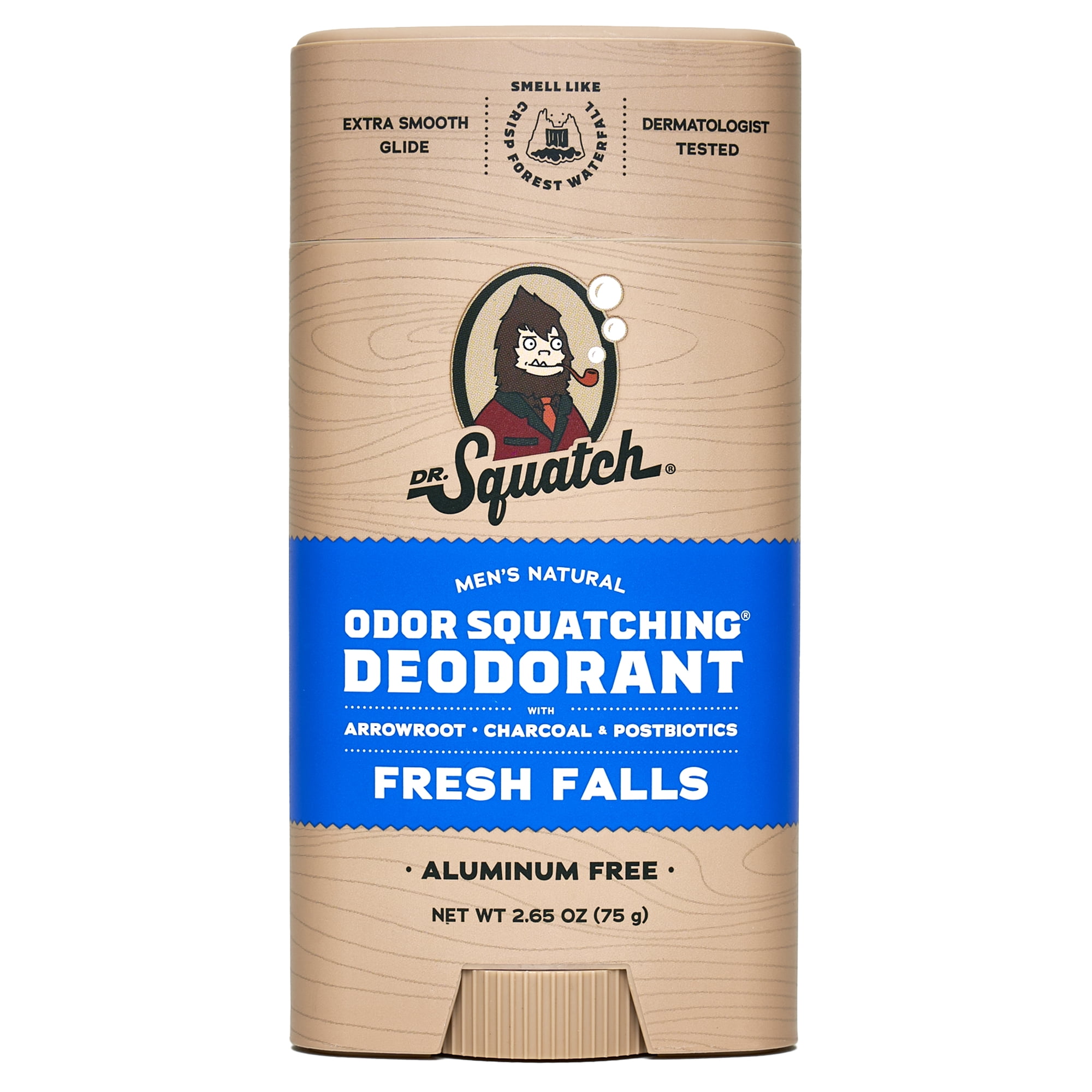 Dr. Squatch Mens Aluminum Free Deodorant, Natural Deodorant for Men, Fresh Falls, 2.65 Oz