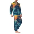thumbnail image 2 of Sikiie Palm Trees Mens Pajama Set, Soft Warm Long Sleeve Sleepwear, Cozy Button-Down Pjs for Men-Large, 2 of 7