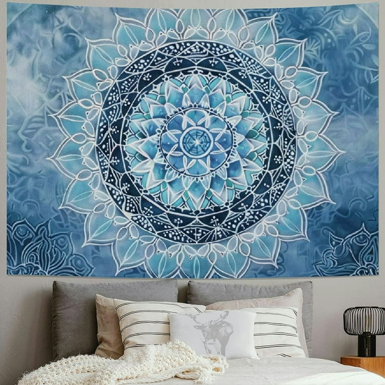 Blue White Hippie Bedroom Tapestry Mandala Art Psychedelic Hanging Wall Decor Blue White Hippie Bedroom Tapestry Mandala Art Psychedelic Hanging Wall Decor