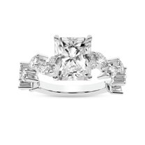 IGI Certified 4 Carat Radiant Shape Lab Grown Diamond Engagement Ring | 14K White Gold | Hester Petite Side Stone Diamond Ring | FG-VS1-VS2 Quality Friendly Diamonds