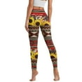 thumbnail image 2 of Renewold American Tribal Sunflower Cow Print Red Yoga Pants for Women with Pockets Full Length Workout Yoga Pants High Waisted Tummy Control Athletic Pants Activewear Casual Leggings, L, 2 of 8