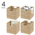 thumbnail image 2 of mDesign Seagrass Woven Cube Bin Basket Organizer, Handles, 4 Pack - Natural/Tan, 2 of 9