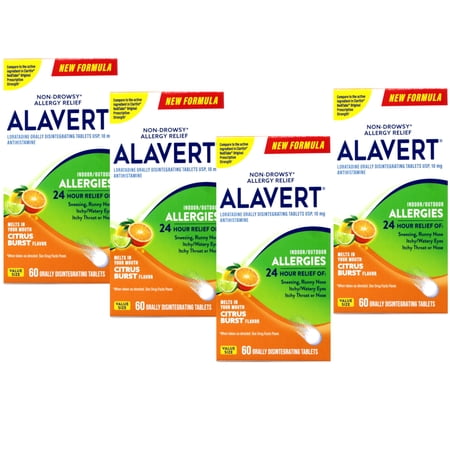 Alavert 24 Hour Orally Disintegrating Tablets Citrus Burst, 60 ea (Pack of 4)