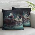 thumbnail image 3 of Orinice Santa Claus Sleigh Reindeers Graphic Decorative Throw Pillow Cover for Home Couch Living Room Bed Sofa Winter Theme High-Quality Christmas Decor 1PC 24x24in, 3 of 5