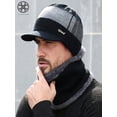thumbnail image 2 of Luxtrada 2pcs/set Women Men Outdoor Newsboy Hat Winter Warm Thick Knit Beanie Cap Fleece Lined Skull Ski Cap & Winter Scarf, 2 of 9