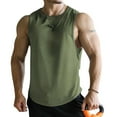 thumbnail image 2 of Men's Quick Dry Sleeveless Tank Tops Gym Running Shirts, Swim Beach Bodybuilding Tees Army Green 3XL, 2 of 3