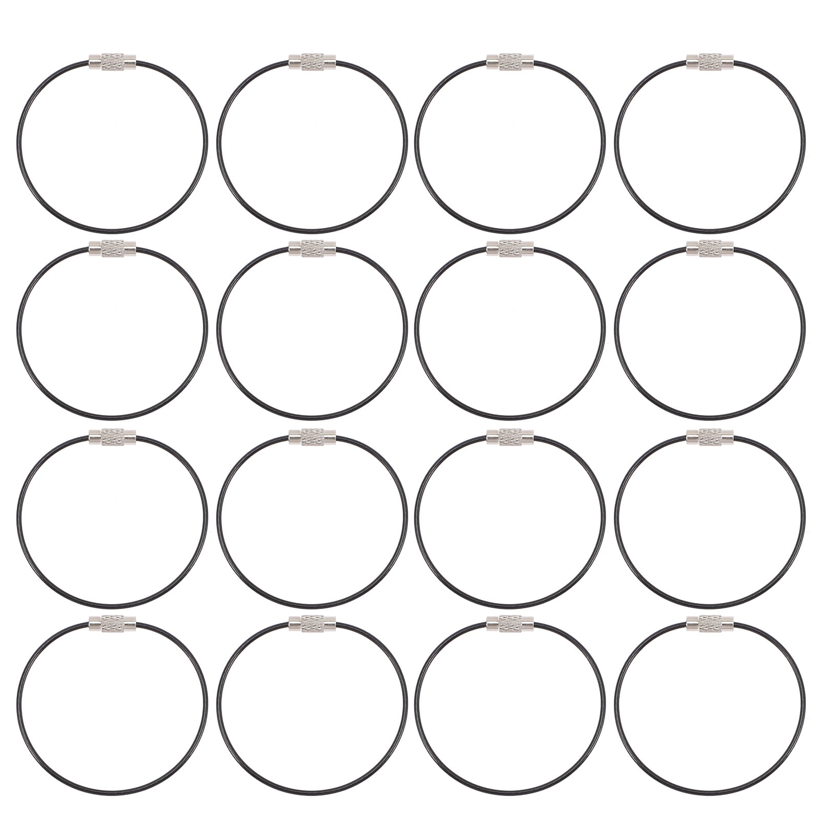 100 Pcs Luggage Binder Rings Tag Strap Bracelet Keychain for Car Keys Black