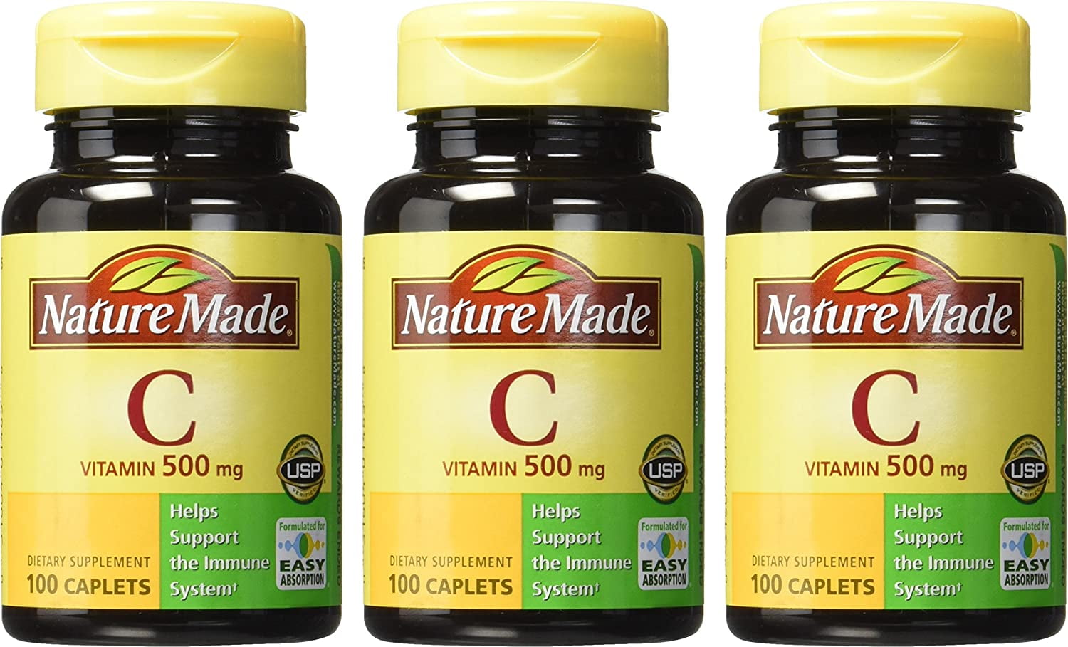 Nature Made, Vitamin C, 500 mg, 100 Caplets - 3 Packs