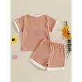 thumbnail image 5 of Loicainy Toddler Baby Girl Summer Waffled Clothes Set 9 12 18 24 Months 2T 3T 4T 3D Flower Short Sleeve Round Neck Tops Elastic Waist Shorts Outfit, 5 of 9