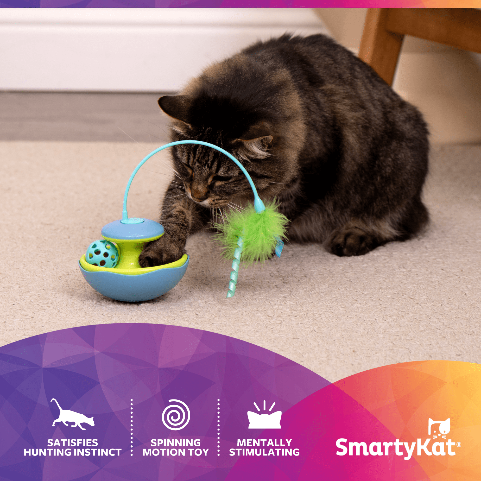SmartyKat Track Tizzy Motion Cat Toy –Electronic Interactive Pet Toy, Blue