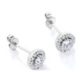 thumbnail image 4 of Pendientes con Diamantes Redondos de 0,48 Quilates Diseño de Halo Engastados con 8 Puntas Chapado en Oro Blanco de 18 K sobre Plata JeenMata, 4 of 4