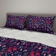 thumbnail image 2 of Leaves Comforter & Sham Bedding Set, Bamboo and Flowers Oriental Art Inspirations on Dark Indigo Toned Background, 3 pcs Duvet Set Microfiber Filling Quilt, 5 Sizes, Multicolor, by Ambesonne, 2 of 4