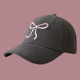 thumbnail image 2 of Womens Bow Baseball Cap Soft Top Sweet Romantic Pink Hat Adjustable For Casual Running Workouts Grey One Size, 2 of 3
