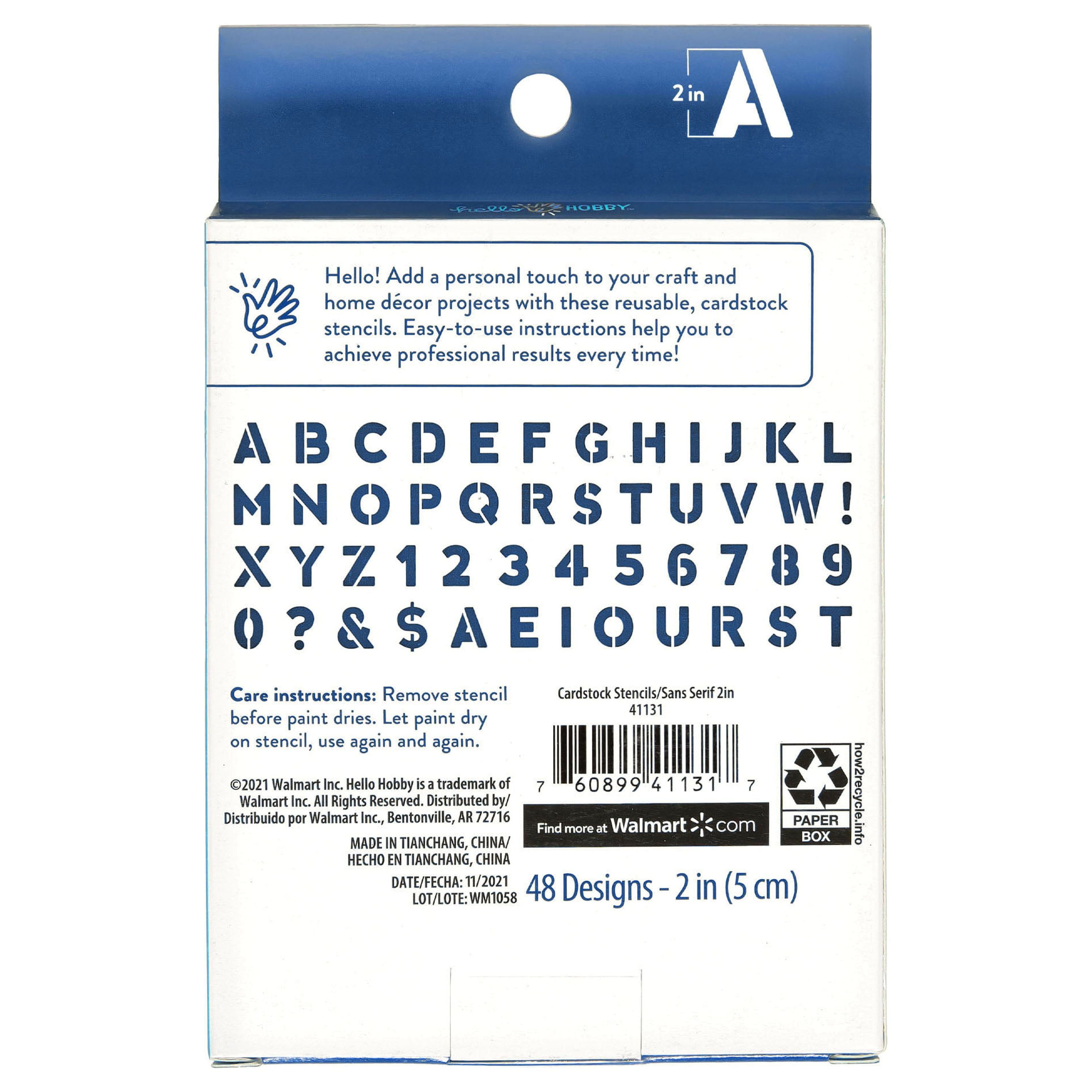 Hello Hobby 2" Cardstock Letter & Number Stencils (48 Pieces)