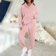 thumbnail image 2 of Pajamas For Women Set Christmas Women'S Autumn And Winter Solid Color Hooded Long Sleeve Pocket Casual Pants Home Two Piece Set Pajama Set, 2 of 5