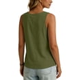 thumbnail image 6 of Noric Women's Cotton Linen Sleeveless Tank Top Scallop V-Neck Loose Fi Casual Summer Basic Tops, 6 of 6