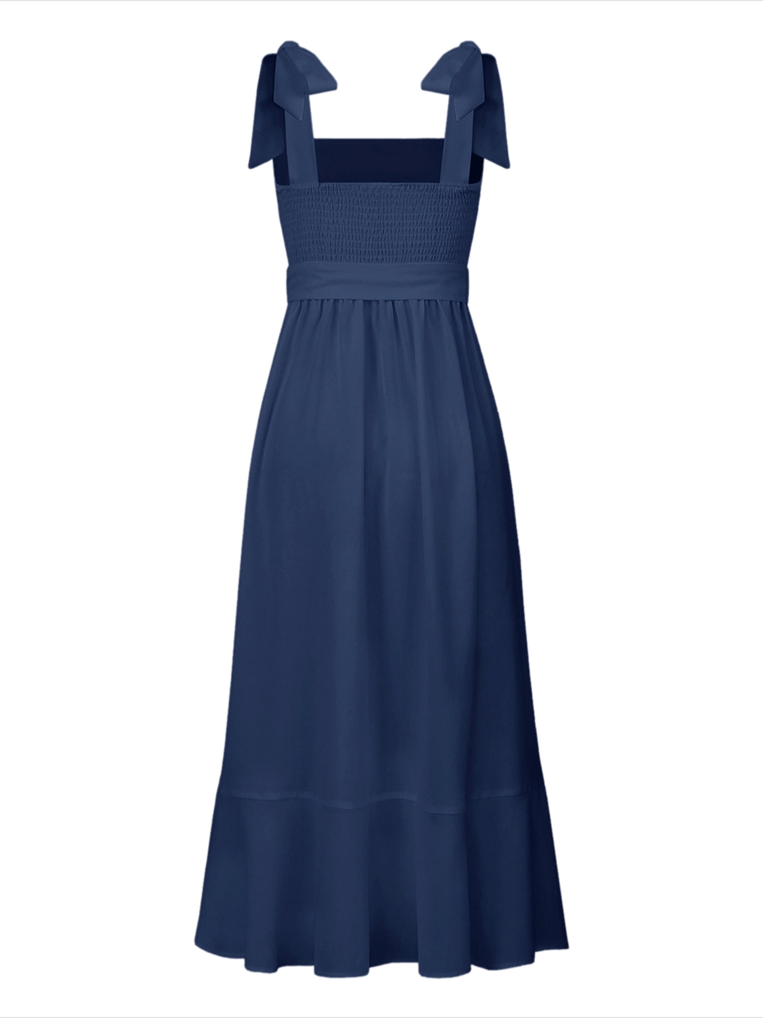 Biekopu Women's Casual Dress Solid Color Double Side Tie