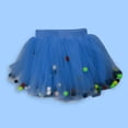 thumbnail image 2 of Akiihool Girl's Tutu Layered Princess Skirt with Pom Pom Puff Balls for Little Toddler Girls, Blue Size 90, 2 of 4