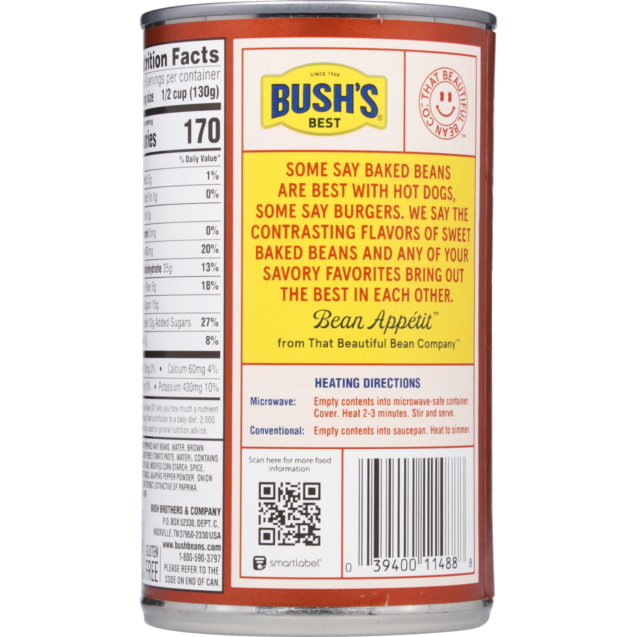 (12 pack) Bush's Sweet Heat Baked Beans, Canned Beans, 28 oz Can